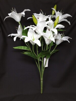 Real Touch Künstlicher Lilienstrauch x 50 cm - Weiß - 9 Köpfe Hochzeit Display Blumen