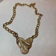 Vintage Signed Napier Goldtone Swirled Unique Costume Chain Necklace