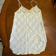 Vintage Cinema Etoile Lace Camisole Beaded Sheer Nightgown Lingerie Sz S Sequins