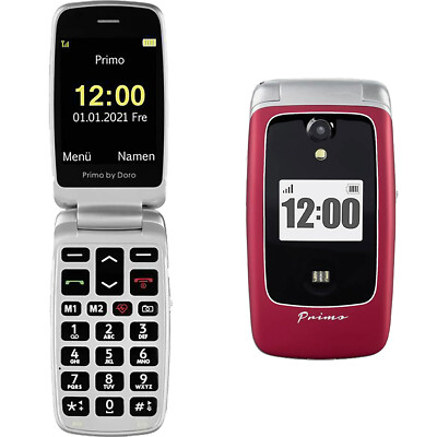 BNIB Doro Primo 418 Single Sim Red Factory Unlocked 2G GSM