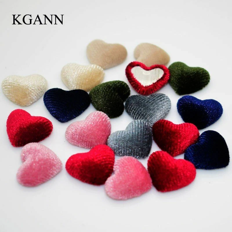 50pcs/lot Velvet Fabric Coverd Buttons 16mm Flatback Heart Shape Button Sewing C - Image 3 of 4