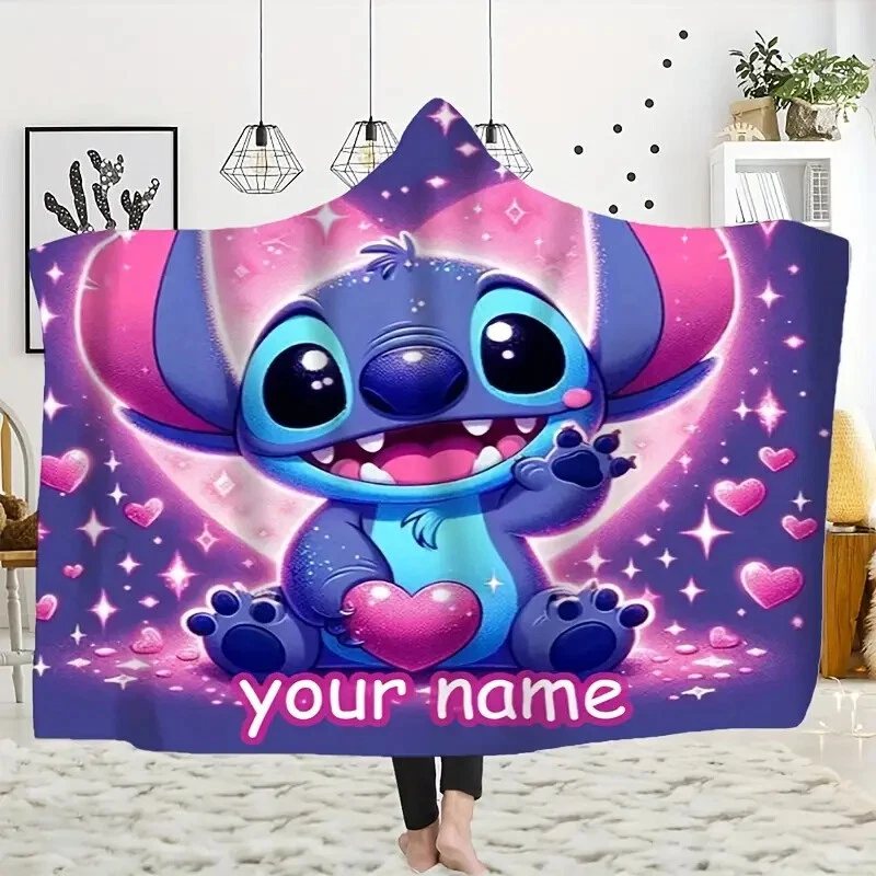 Personalized Lilo & Stitch Hooded Blanket