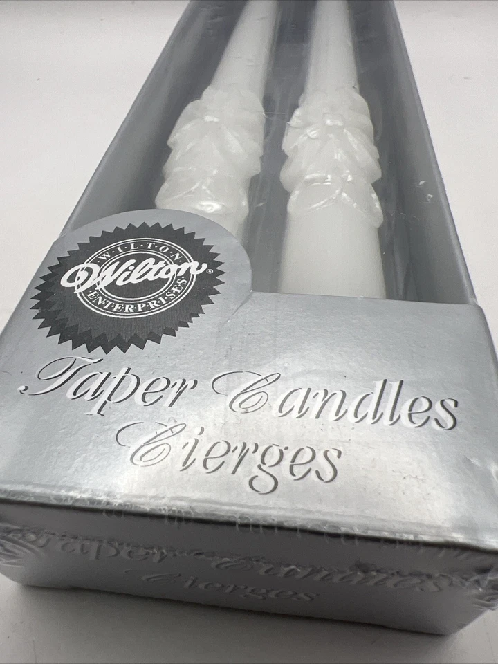 2 Piezas Wilton 10" Boda Velas Cónicas CINTAS Y ANILLOS De Colección 1998 NUEVO-SELLADO Foto 2 de 4