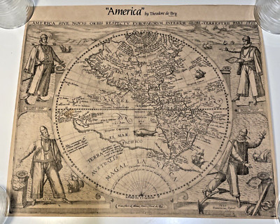1590s  America Sive Novus Orbis  Antique  Style Rep  World Map - 18*16