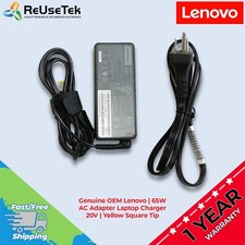 Genuine OEM Lenovo  65W AC Adapter Laptop Charger 20V  Yellow Square Tip