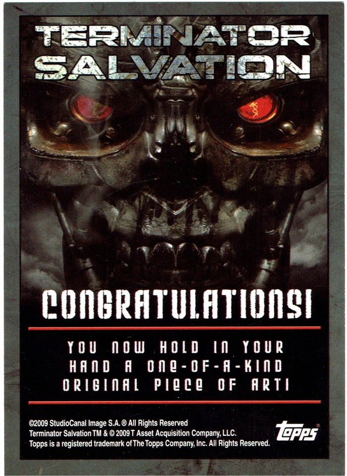 Terminator Salvation Topps 2009 1/1 Artist Sketch Card Layron Dejarnette - Image 2 of 2