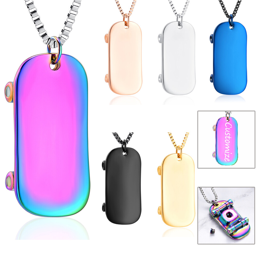 Skateboard Urn Pendant Necklace for Cremation Ashes Keepsake Memorial