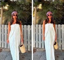 ZARA WOMAN NWT $89 KNOTTED STRIPED MIDI DRESS STRIPED WHITE | 1058/033 ALL SIZES