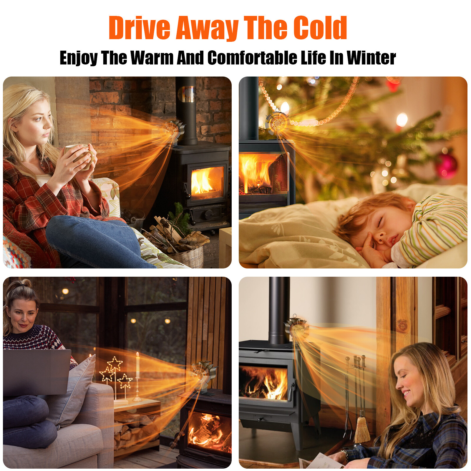 8 Blade Heat Powered Fan For Wood Log Burner Fireplace Fan Wood Burning