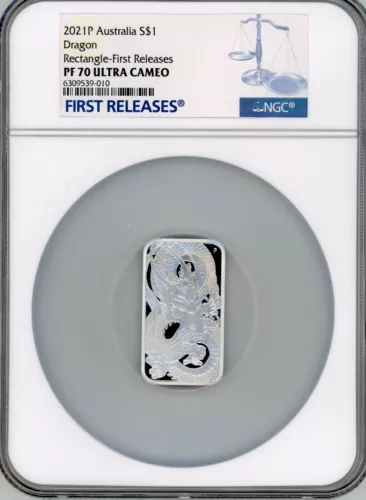 2021 Dragon 1oz Silver Proof Rectangular Coin Australia 3,888 Mintage NGC 70 FR