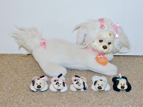 Vintage 1991 Hasbro Puppy Surprise Plush Doll (Set # 8800) with 5 Puppies Babies