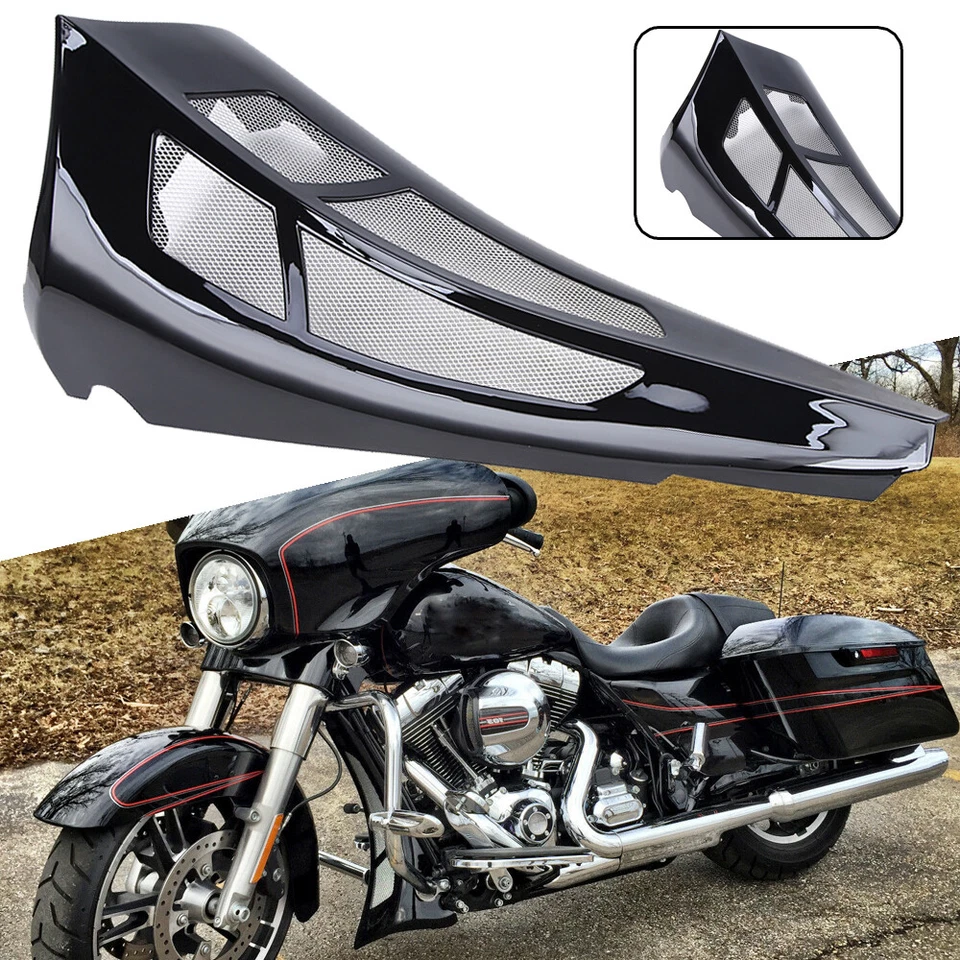 Custom Vivid Black Chin Spoiler Scoop For Harley Road King Street Electra Glide Foto 3 de 4