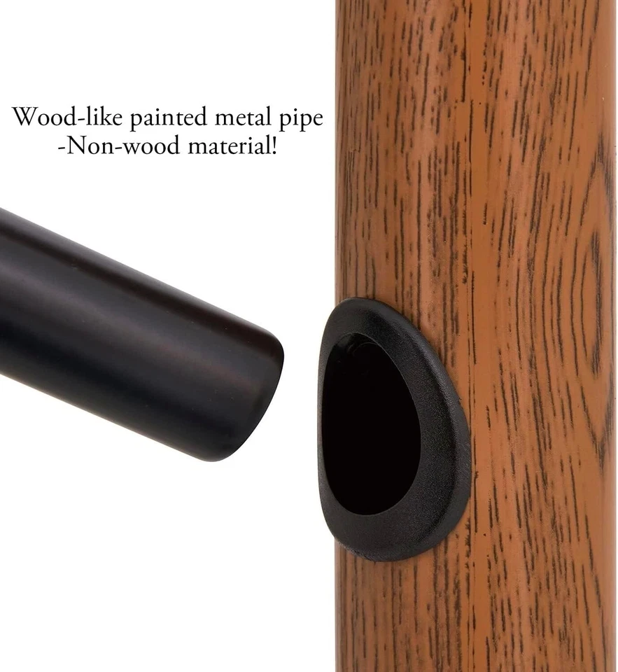 Black Metal Coat Rack and Umbrella Stand with 6 Wood Hanger Hooks, Coat Rack - Image 3 of 4