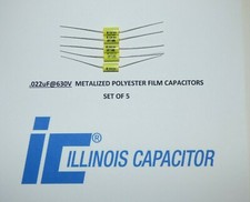 Illinois .022uf 630Vcapacitors, POLYESTER film axial lead capacitor, set/5