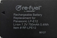 DIGIPOWER Re-Fuel Rechargeable Lithium-Ion Replacement Battery for Canon LP-E12