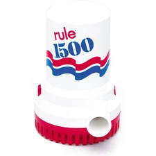 Rule 02 Bilge Pump 1500 GPH 12V DC Non-Automatic 1-1/8" Marine Boat Submersible