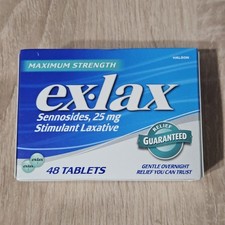 Ex-lax Maximum Strength Stimulant Laxative 48 Count Pack Of 1 Exp 072027 Ex-lax Maximum Strength Stimulant Laxative 48 Count Pack Of 1 Exp 072027