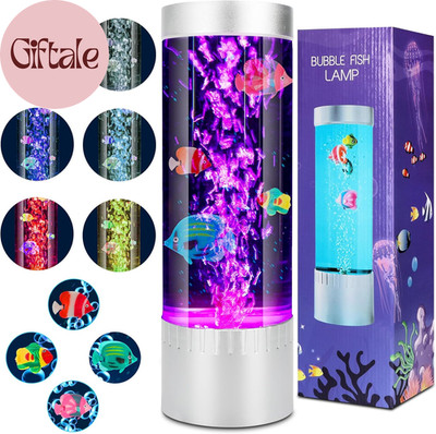 Bubble Fish Lamp Sensory with 7 Color Changing Light - Fake Fish Tank Gift for K