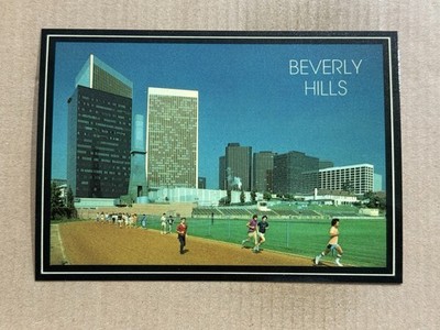 Postcard California CA Beverly Hills High School Oil Well Track Athletic Field