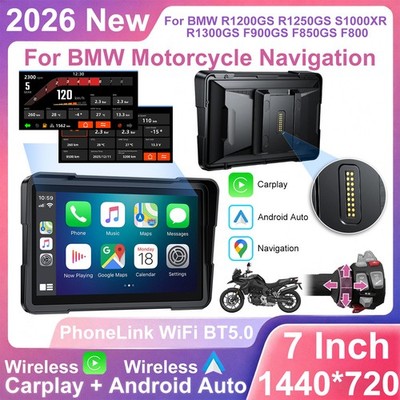 for 7'' BMW Motorcycle CarPlay GPS Navigation Music Sharing, Intercom,16-Pin