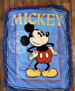 Disney Mickey Mouse 54” x 42" Multicolor/ Red Back Handmade Tie Throw Blanket