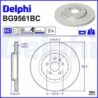 2X Bremsscheibe Delphi BG9561BC FüR Landrover Range Rover Evoque L551 Discovery