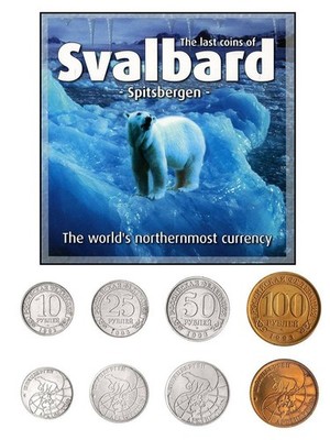 The Coins of Svalbard 10-100 Roubles 4 Pieces Set, 1993, KM #Tn5-Tn8, Mint