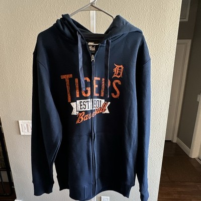 Starter Black Label Tigers Baseball Full Zip Hooded Hoodie Pockets Blue XL -NWOT