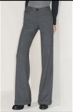 Tory Burch Curtis Pants Size 4 Houndstooth Pattern Gray Flared Cuffed Hems NWT