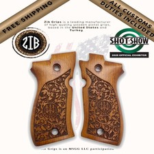 Poignées ZIB Beretta en hêtre jaune 81 84 84BB Guépard Floral PB Logo Poignée...