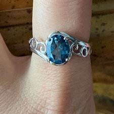 Natural London Blue Topaz Sterling Silver Ring Size 8
