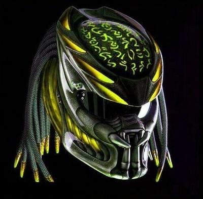 TOP PREDATOR HELMET CUSTOM YELLOW FIRE  (( DOT & ECE CERTIFIED ))
