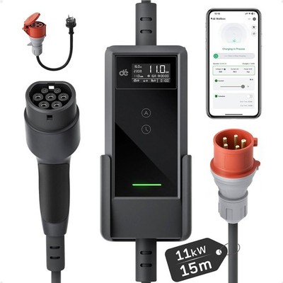 dé Mobile Wallbox/Ladestation 11kW [3-phasig|15m|6-16A] Ladekabel e Auto m. APP