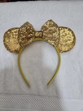 Disney Parks Gold Minnie Mouse Ears Bow Sequins Headband
