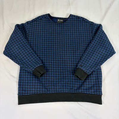 Adidas Ivy Park Womens Medium Blue Black Houndstooth Crewneck Sweatshirt Beyoncé
