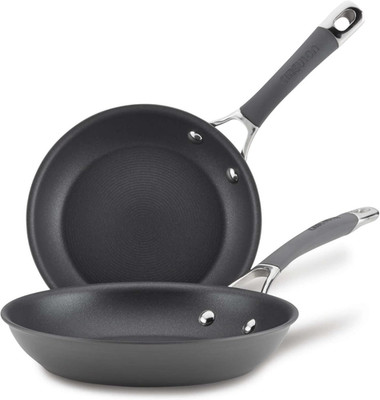 Nonstick Frying Pan Set Hard Anodized Durable Oven Safe Gray 2-Piece Cookware
