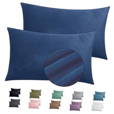2 Pack Zippered Velvet Pillowcases, Super Soft and Cozy Luxury Queen Navy Blue
