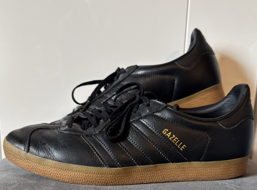 Adidas Trainers Gazelles Black Leather Gum Sole Men's Size UK 9 (43 1/3) - Picture 4 of 21