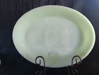 Jadeite Fire King Serving Platter  12 x 9" Ribbed Jane Ray Pattern