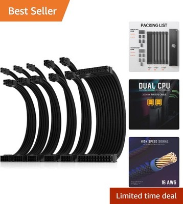 High-Performance 16AWG Power Supply Extension Cable - Compatible with Major GPUs