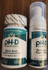 Boric Acid Vaginal Suppositories 24 Count with a free foam wash sample