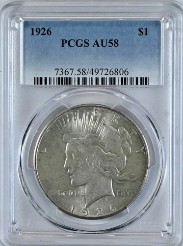 1926 PEACE Silver Dollar AU55 PCGS Graded $1 Coin 7367
