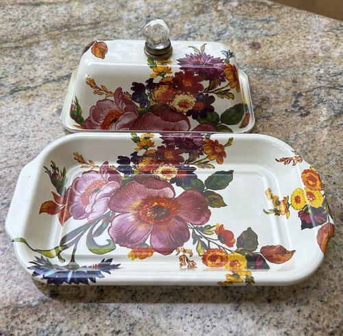 Mackenzie Childs White Flower Market Butter Box - Picture 2 of 14