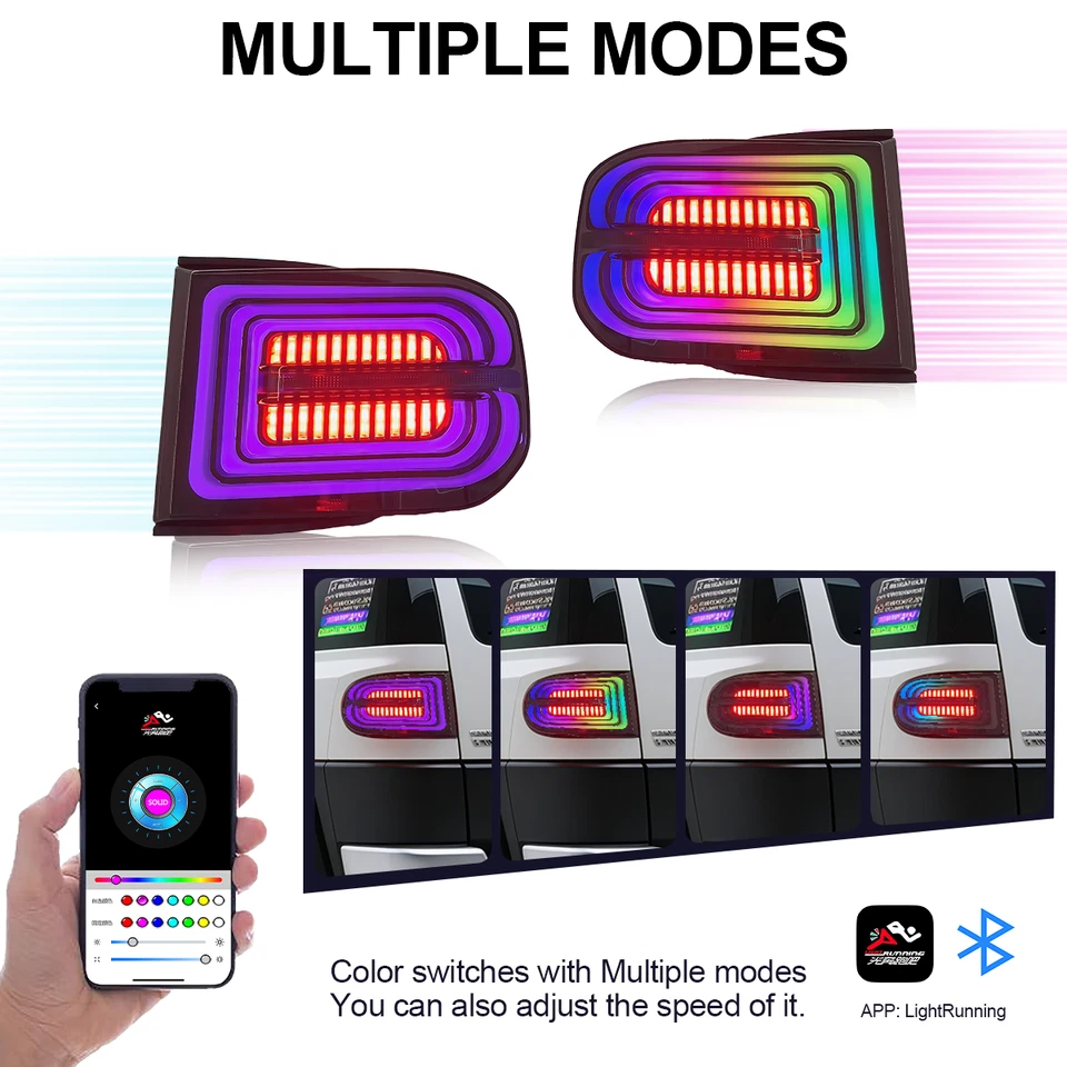 RGB Tail Lights for Toyota FJ Crusier 2007-2022 Rear Lights Taillights Foto 2 de 4