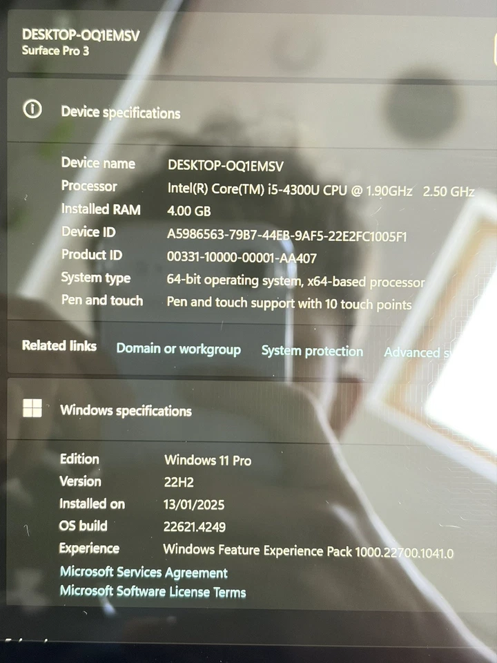 Microsoft Surface Pro 3 i5 4th Gen 1.90GHz 4GB RAM 128GB SSD LAPTOP WIN 11 - Image 3 of 4