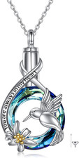 Hummingbird Urn Necklace for Ashes Sterling Silver Memorial Cremation Keepsake