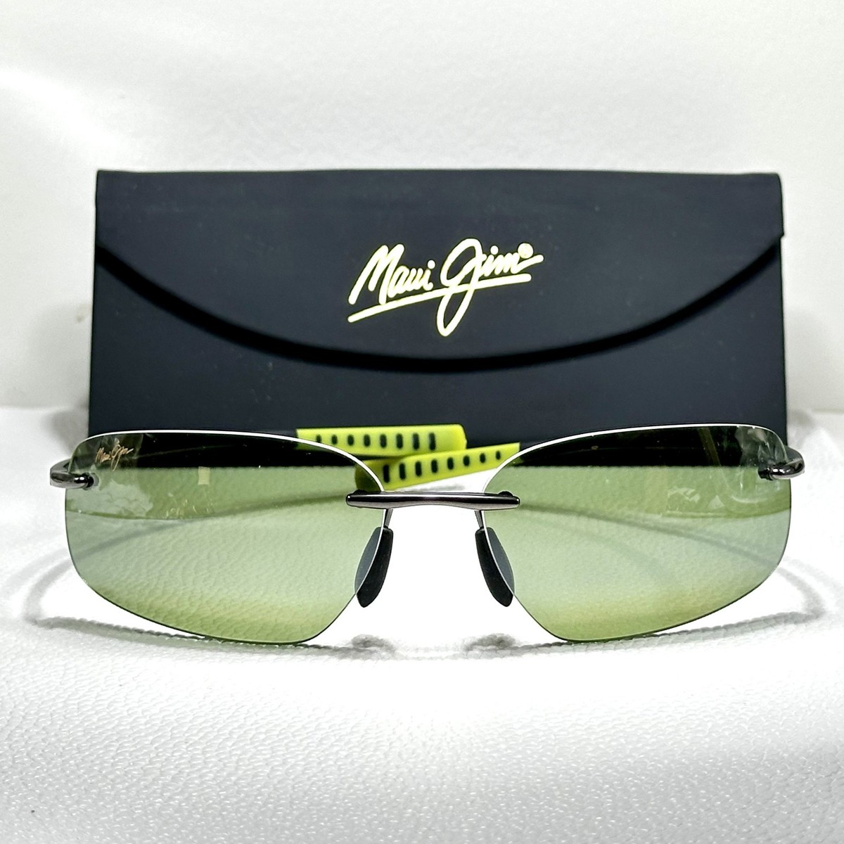 NEW Maui Jim Kupuna Titanium rimless hingless green sunglass 742-02