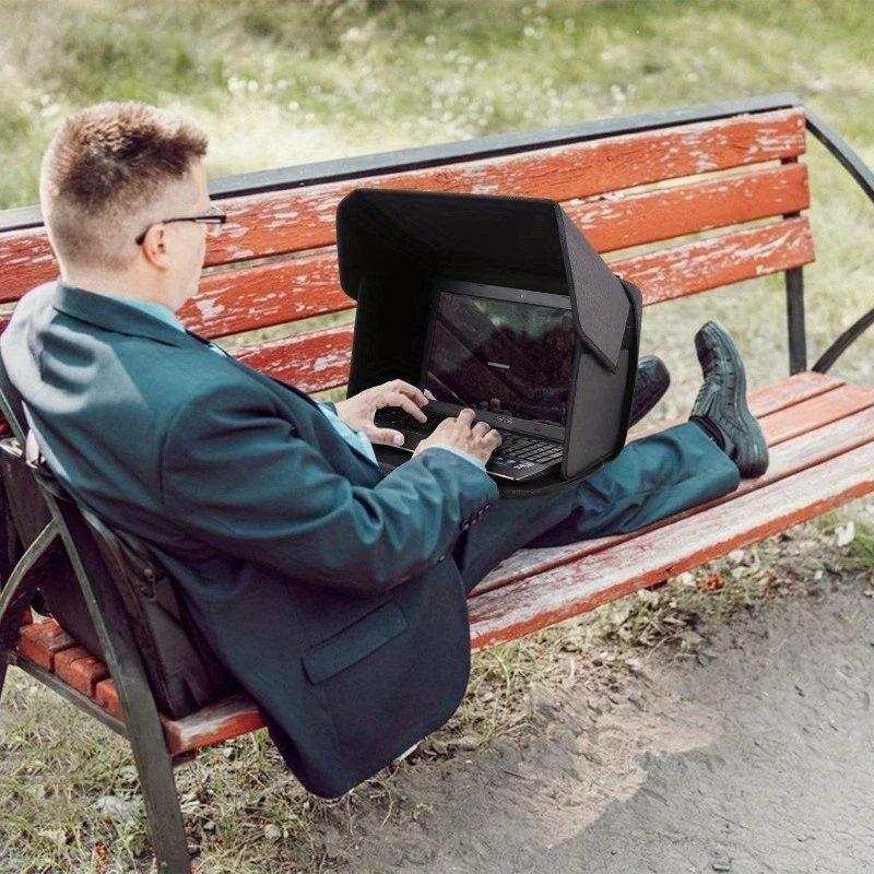 Laptop Sun Shade Hood 14-Inch Foldable Privacy Cover + Carry Case Outdoor Use - Image 2 of 4