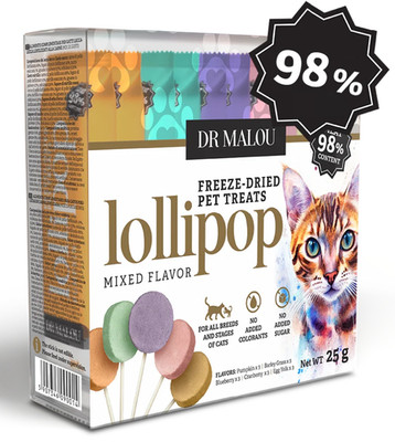 DR MALOU Lollipop Flavor Gefriergetrocknete Fleischlutscher Katzen  25g (15 St)