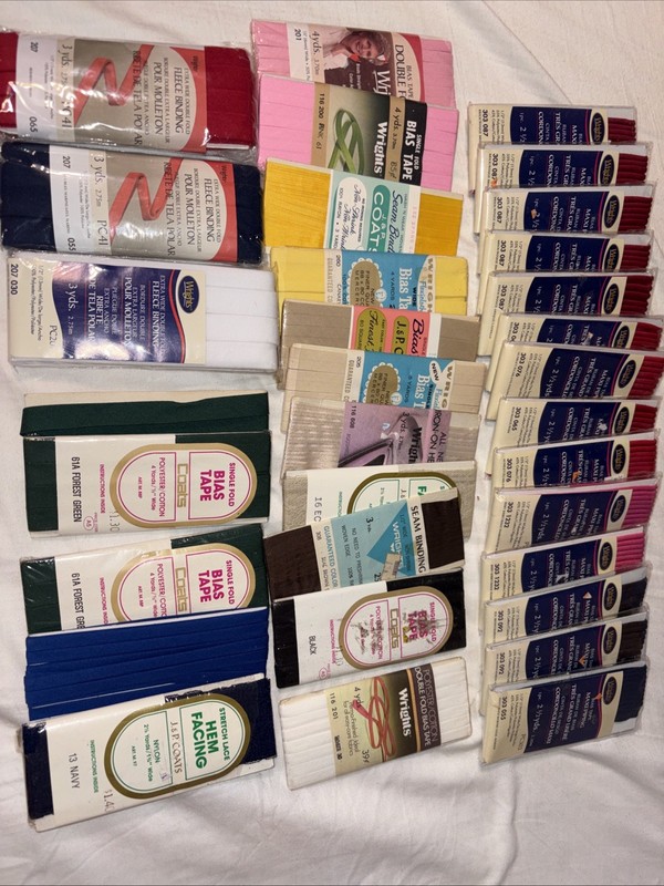 Lot of Bias Tape Maxi Piping Fleece Binding 33 Packs Vintage To New